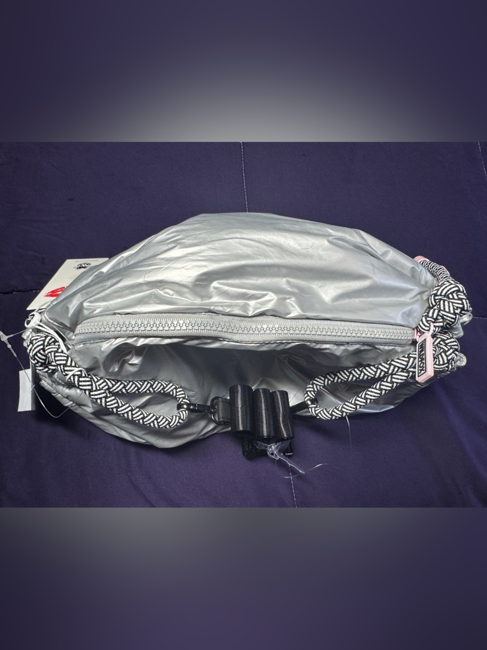 Wildfox Silver Metallic Drawstring Tote NWT - Picture 7 of 12